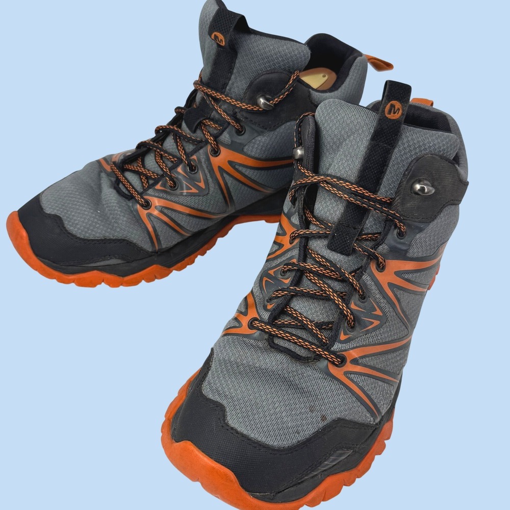 Merrell Castle Rock Men 11 Grey Orange M-Select Waterproof Hiking Boots J35827